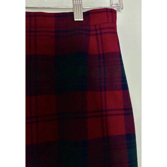 Vintage The Scotch House Wool Skirt Fitted Knee High 12 Red Black Plaid Preppy - Picture 3 of 5